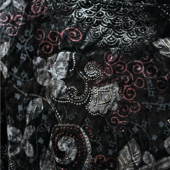 Chico's Elegant Black and Gray Velour Burnout Top - Picture 6 of 6